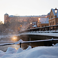 Julkort med Islandsbron & Uppsala slott